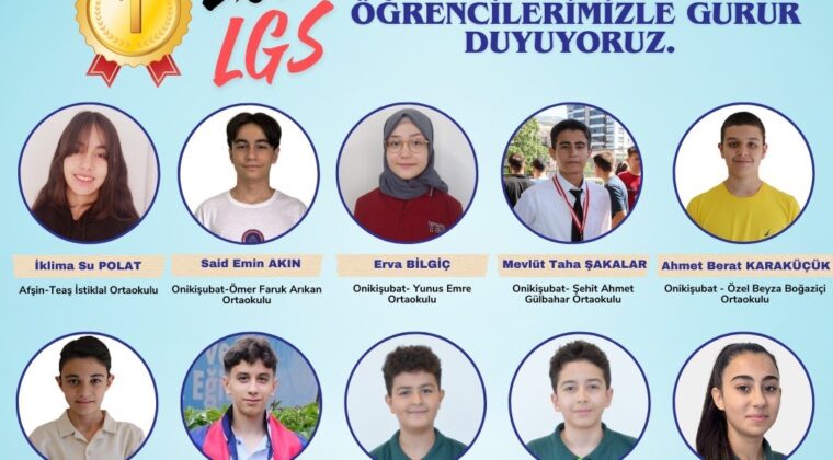 Kahramanmaraş’ta LGS’de büyük başarı: 10 öğrenci 500 tam puan aldı