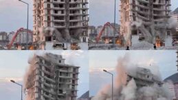 Kahramanmaraş’ta yıkımı yapılan binanın çökme anı kameraya yansıdı