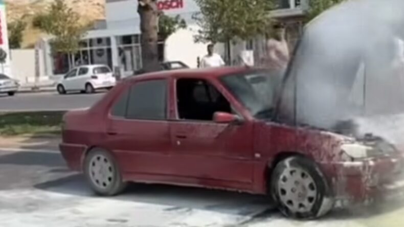 Kahramanmaraş’ta Seyir Halindeki Araç Alev Aldı