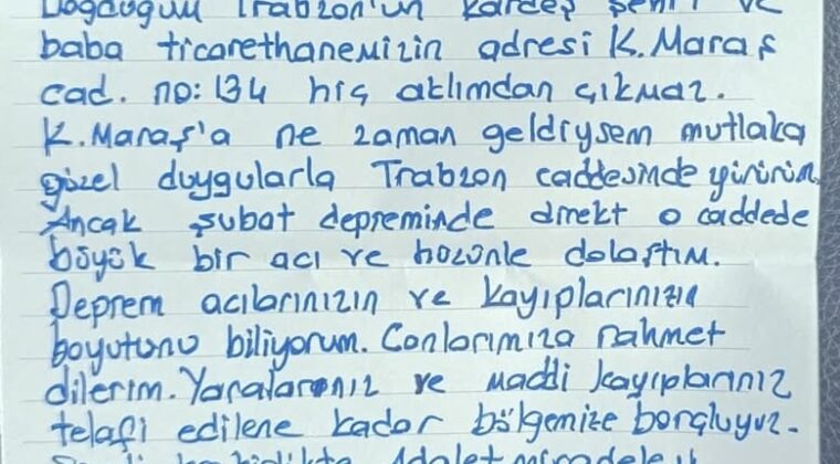 Ekrem İmamoğlu’ndan Kahramanmaraş’a Cezaevinden Mektup Var
