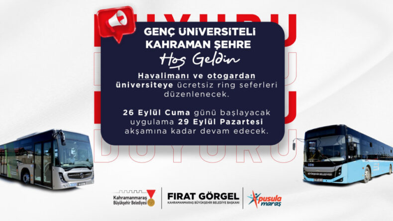 Üniversitelilere Hoş Geldin Hediyesi: Ücretsiz Ring Seferleri Başlıyor