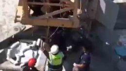 Vinçte bayılan operatörü itfaiye kurtardı