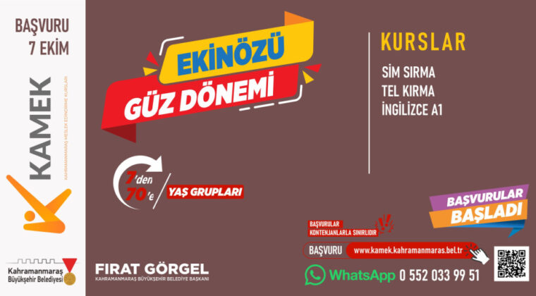 KAMEK Kursları Ekinözü’nde Başlıyor: Ücretsiz Eğitim Fırsatı