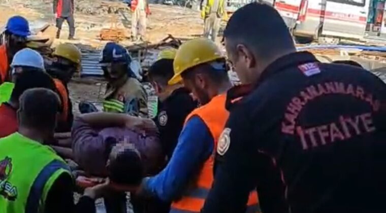 Kahramanmaraş’ta inşaatta iskele çöktü: 1 yaralı